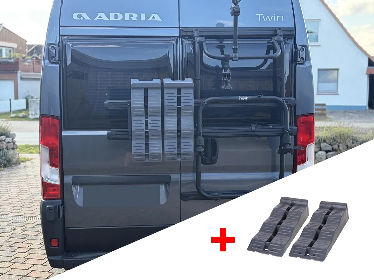 Fiamma Auffahrkeil Halter Halterung für Wohnmobil mit Thule Elite Van XT Heck-Fahrradträger - inkl. Auffahrkeile Fiamma